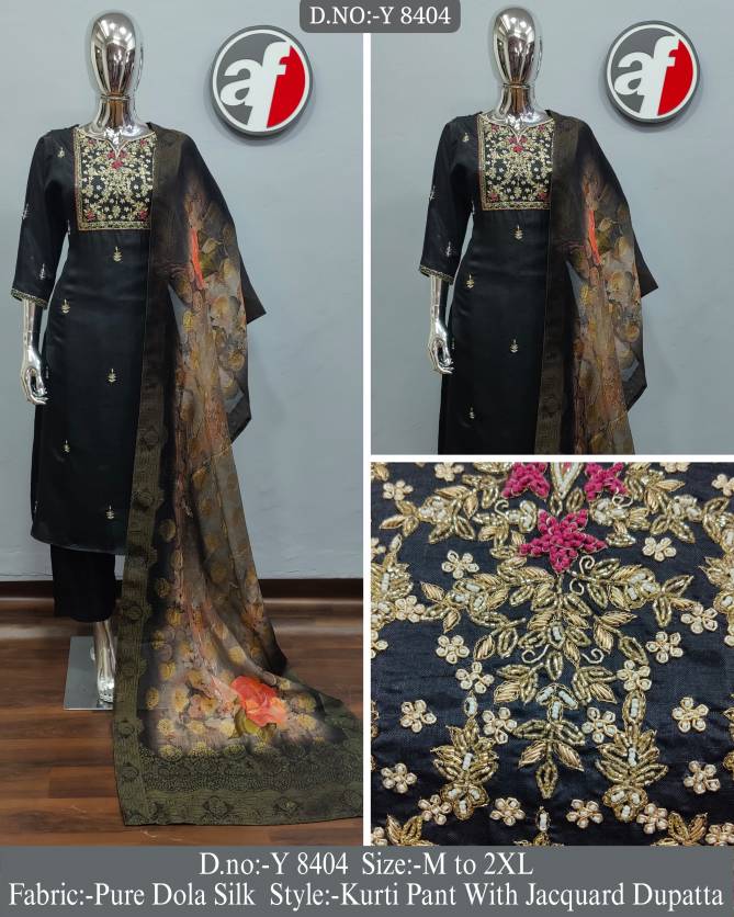 Y 8404 By AF Hand Work Designer Dola Silk Readymade Suits Wholesale Shop In Surat
